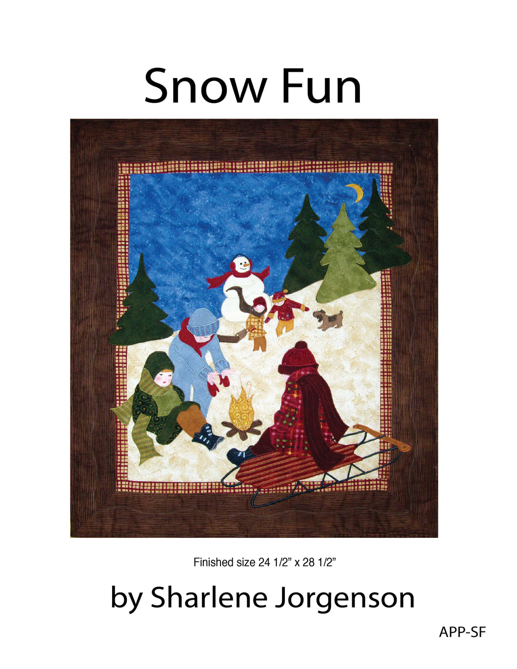 cover of snow fun quilt pattern by quilting from the heartland