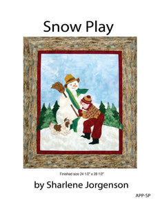 cover of snow play quilt pattern by shar jorgenson